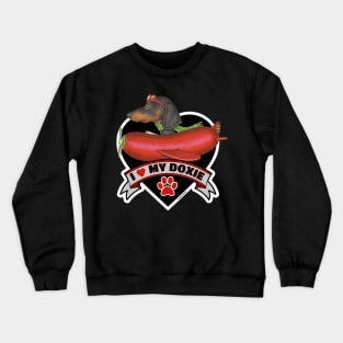 Funny Cute I Love My Doxie Dachshund Dog Heart Design Crewneck Sweatshirt